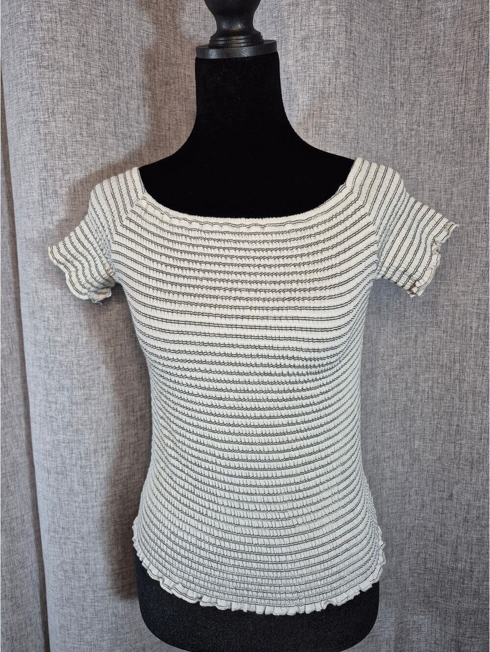 Art Class XL 14/16 Smocked Off Shoulder Stripe Cottagecore Peasant Top